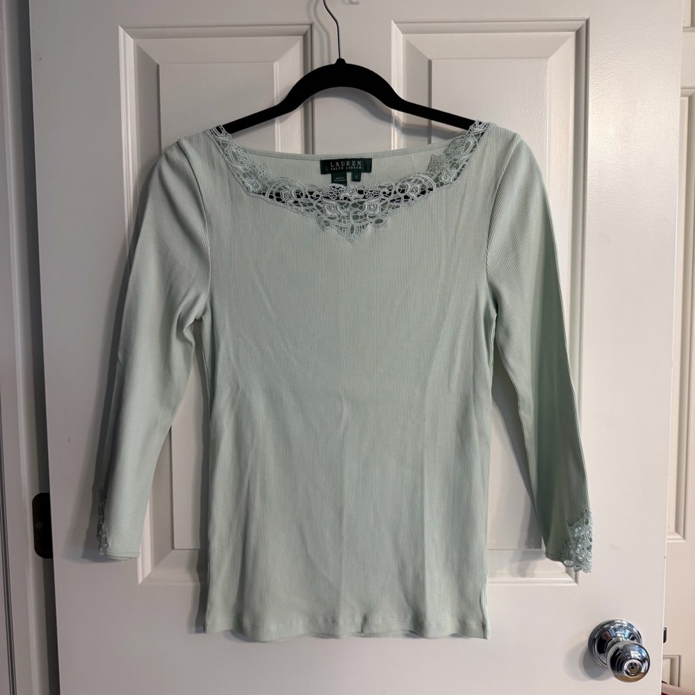Ralph Lauren Teal Long Sleeve with Lace details